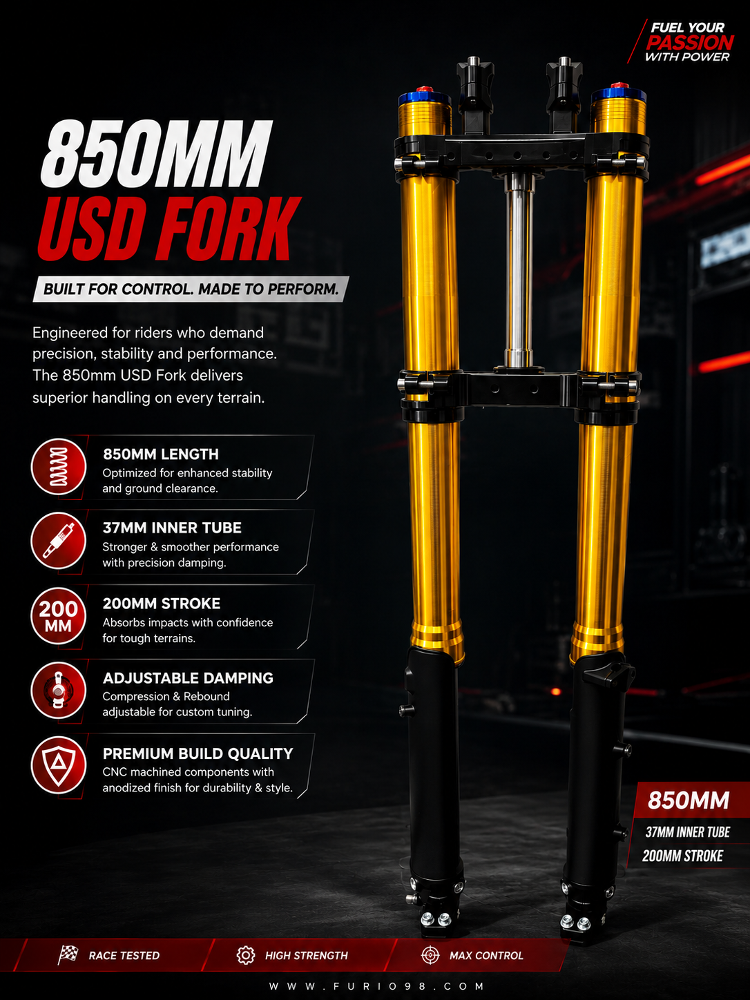 USD Fork 850mm Length